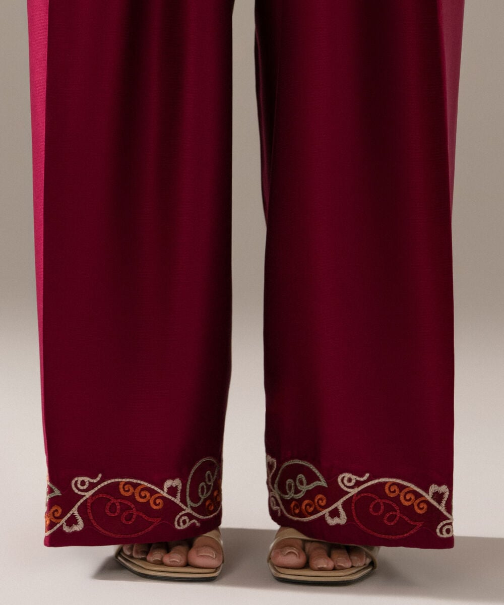 Women's RTW Bedford Solid Plum Farshi Shalwar