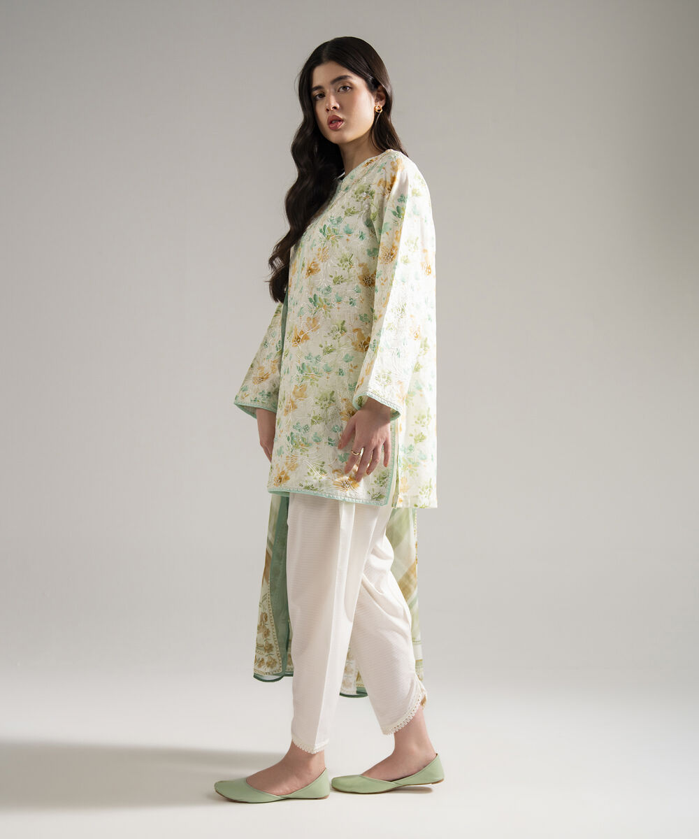 Women's RTW Dobby Embroidered Mint Green 3 Piece Suit