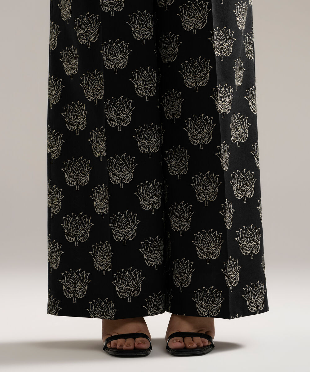Women's RTW Cambric Printed Black Culottes