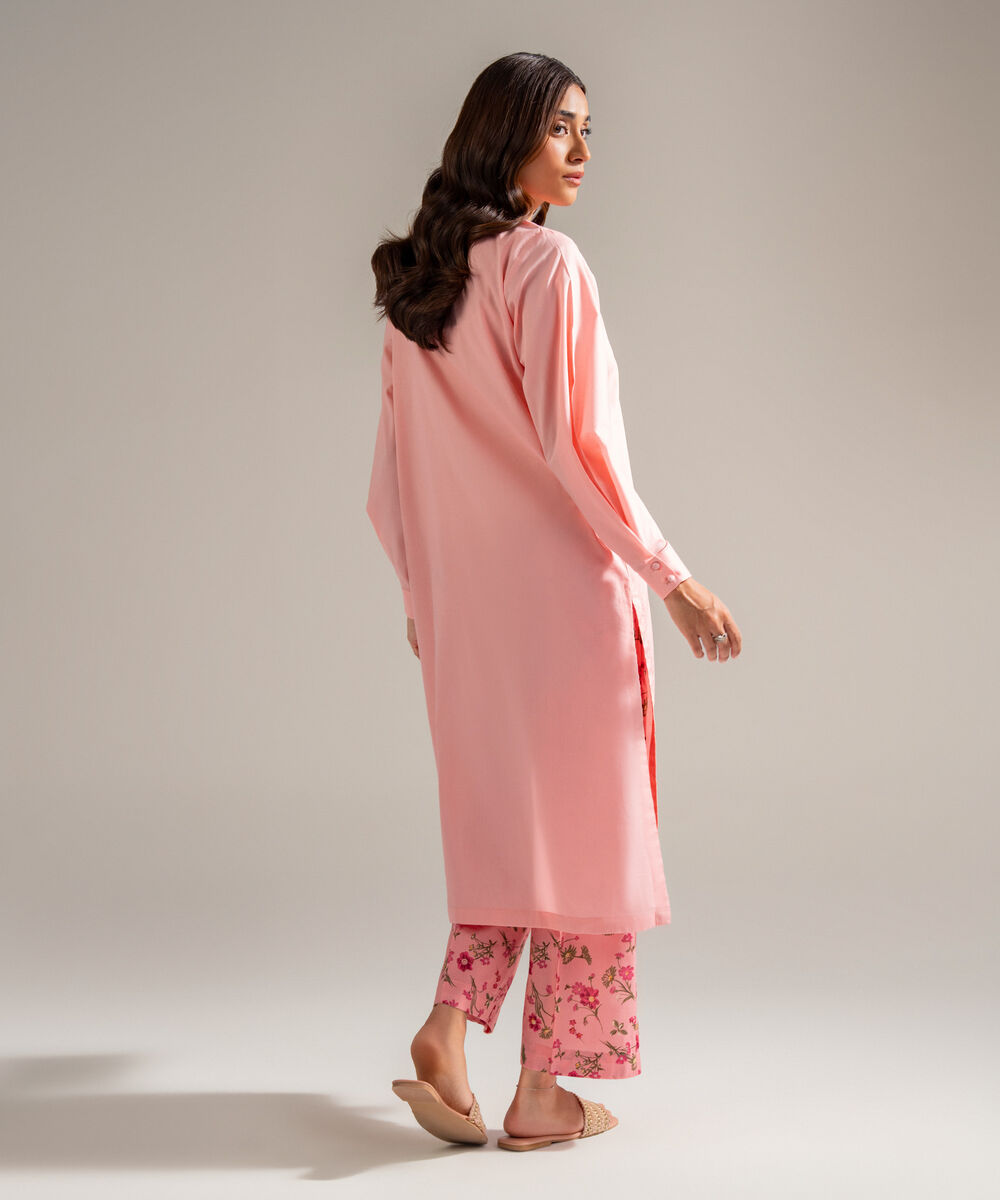 Women's RTW Cambric Solid Pink Straight Shirt