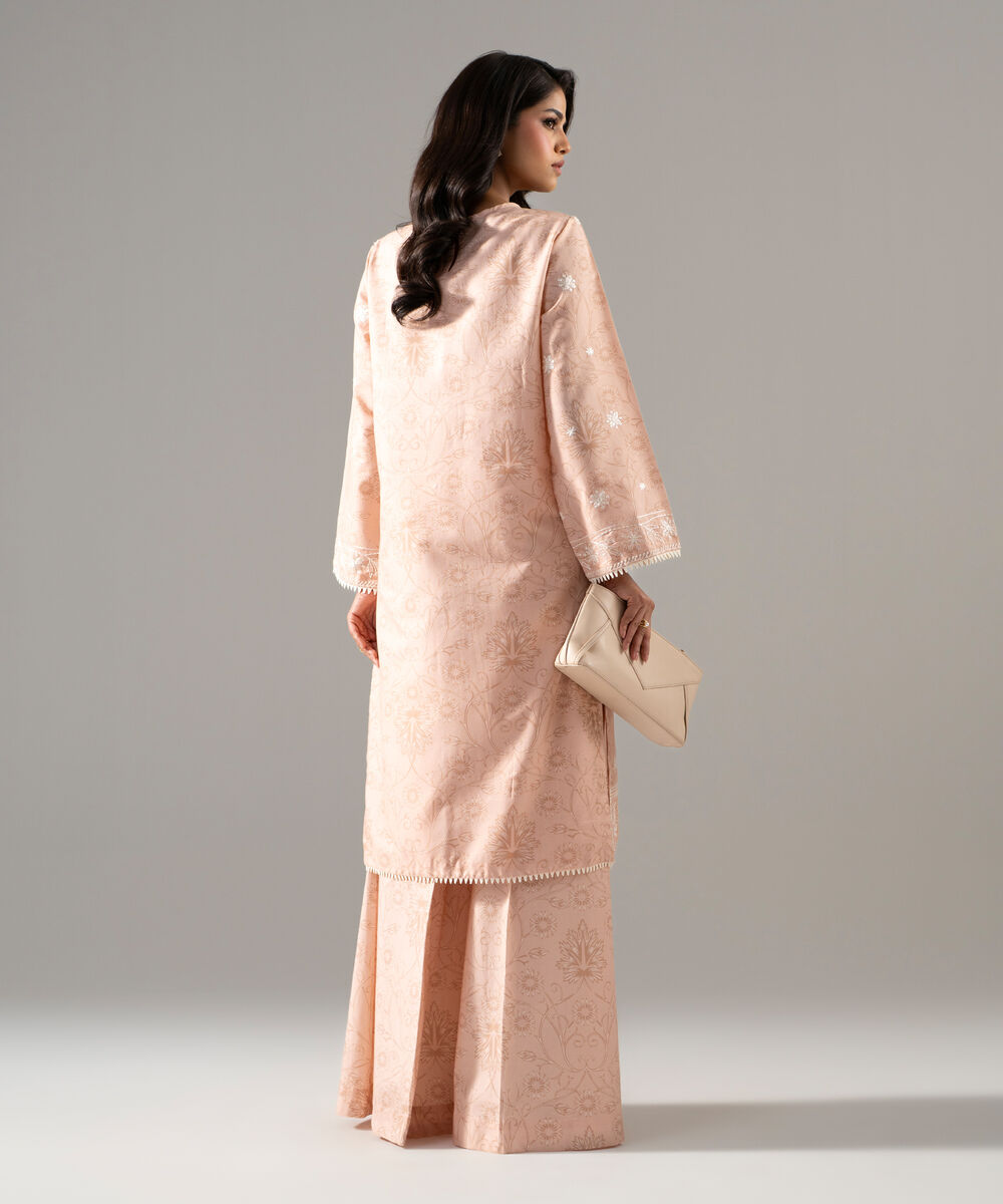 Women's RTW Fancy Khaddar Printed Embroidered Pink 2 Piece Suit
