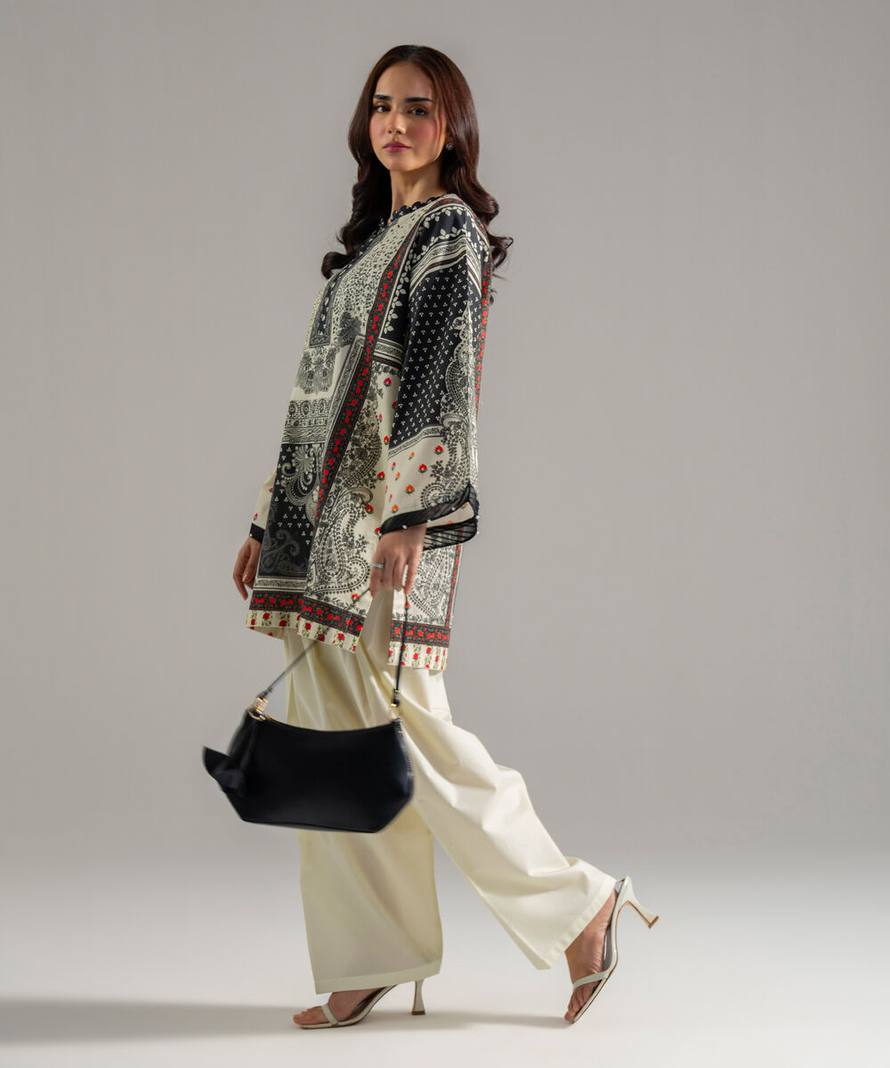 Women's RTW Lawn Printed Off White 2 Piece Suit