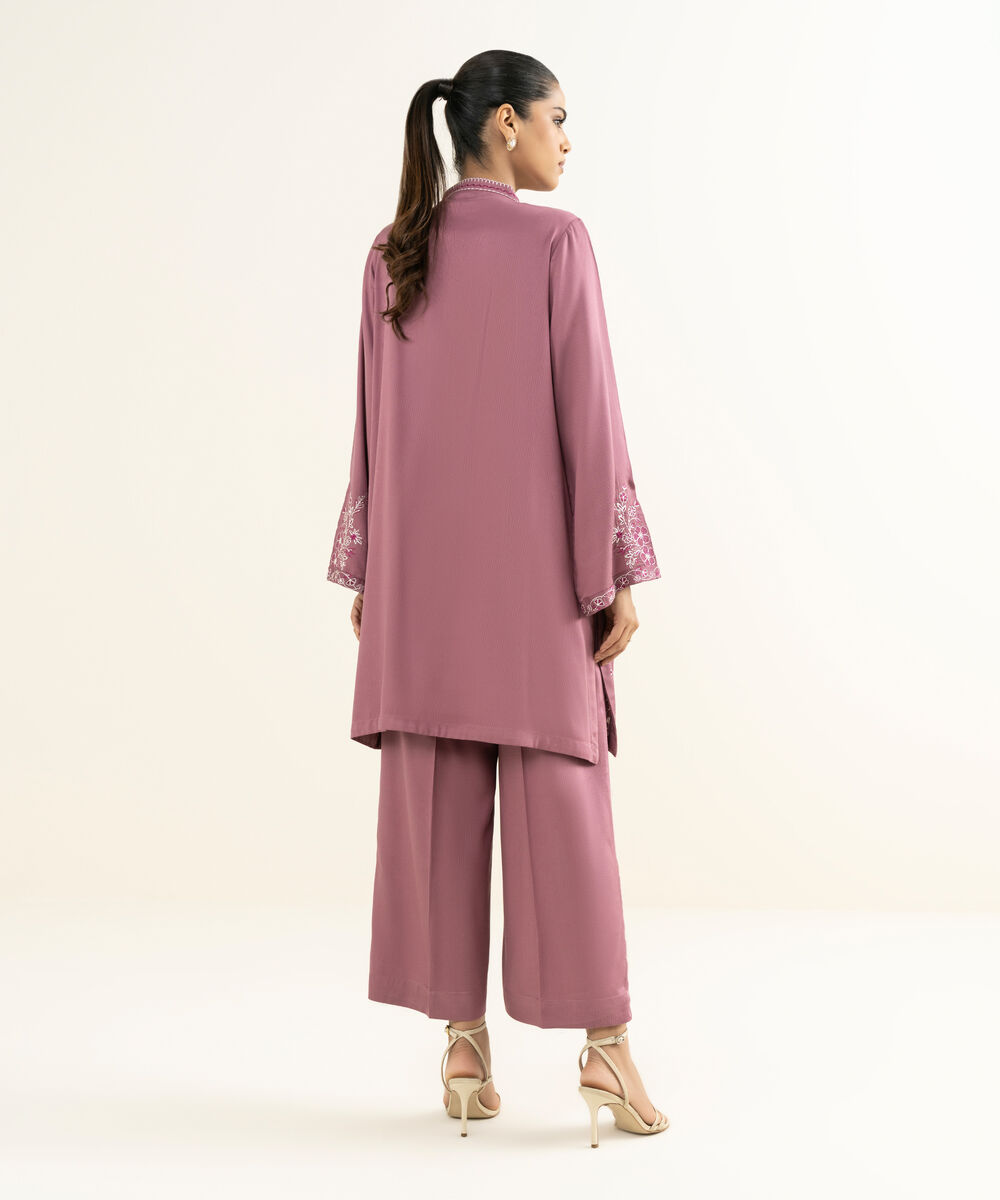 Women's RTW Bedford  Embroidered Pink Straight 2 Piece Suit
