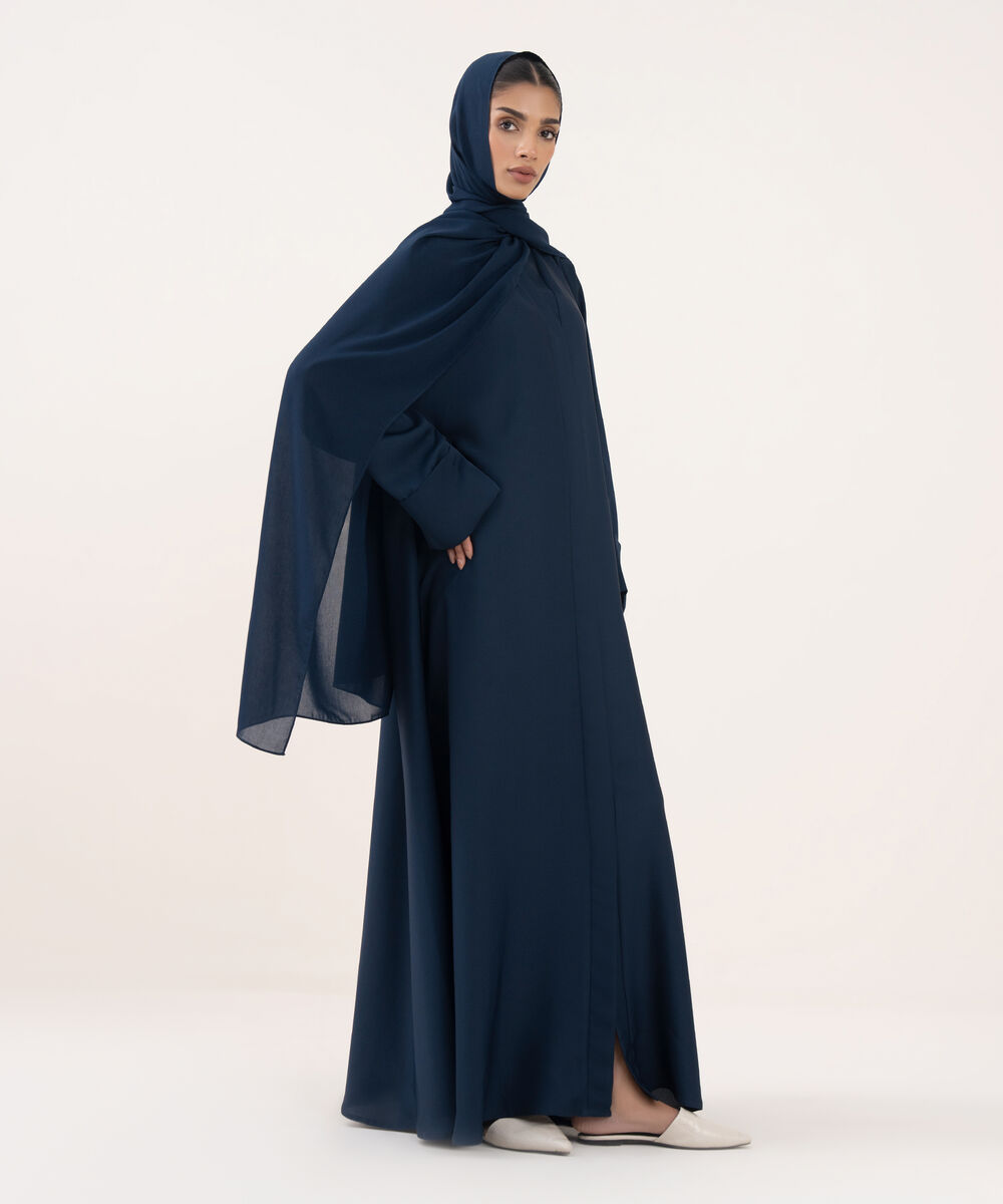 Women's Blue Polyester Abaya