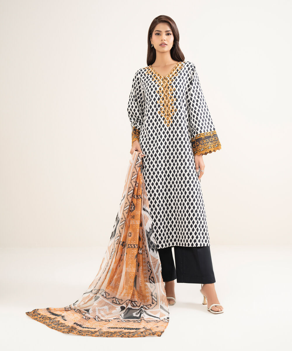 Women's RTW Lawn Embroidered Multi A-Line Shirt