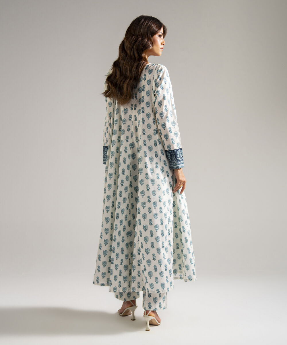 Women's RTW Lawn Printed White Kalidar