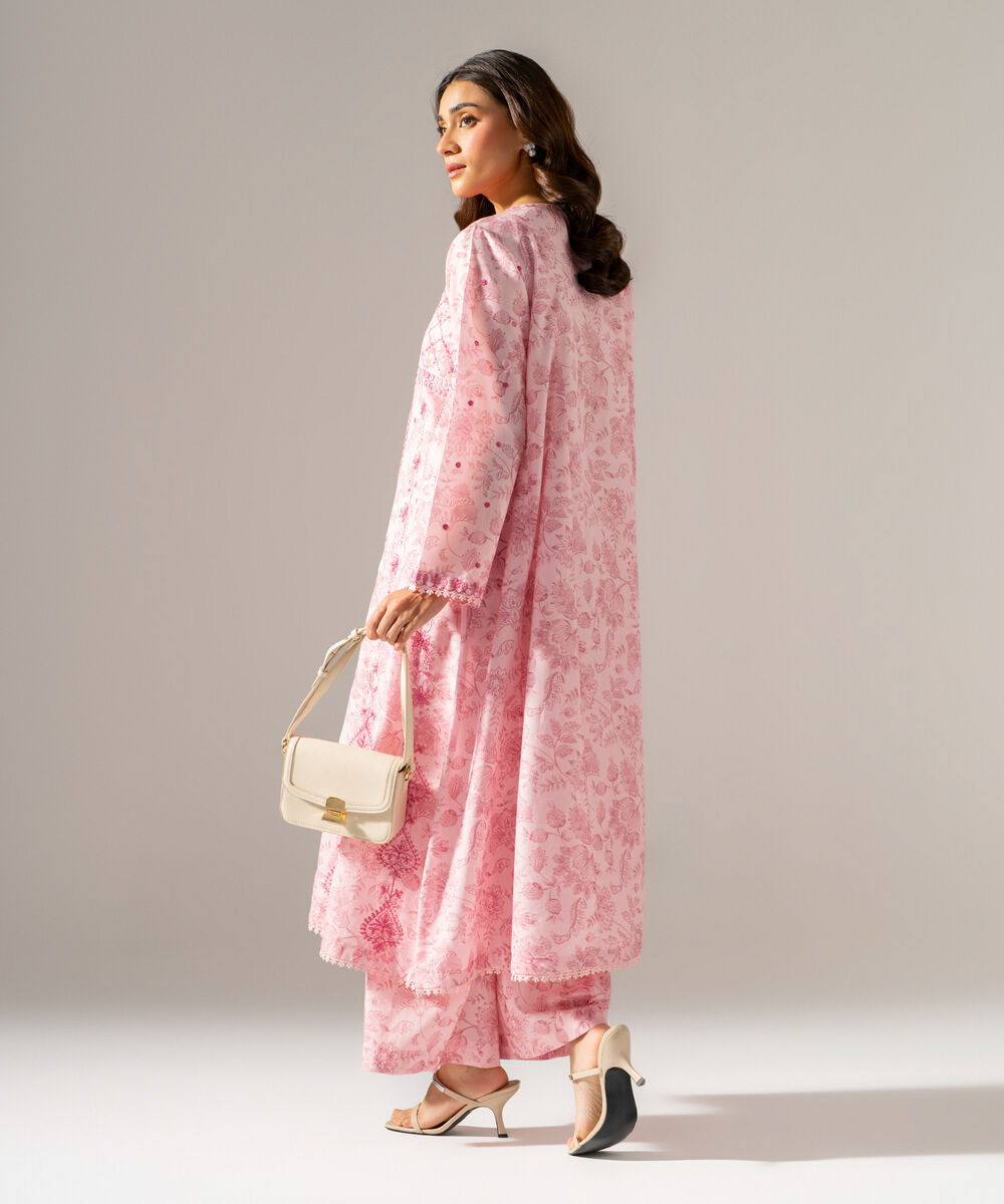 Women's RTW Fancy Khaddar Printed Embroidered Pink 2 Piece Suit