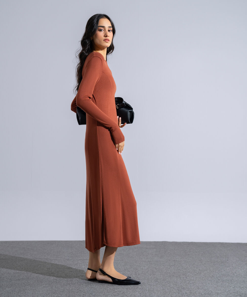 Women's Western Wear Rust Long Knit Dress