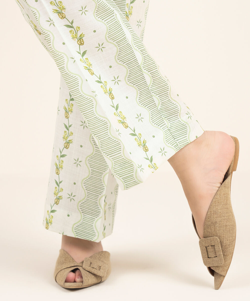 Women's RTW Crosshatch Printed Mint Green Straight Pants