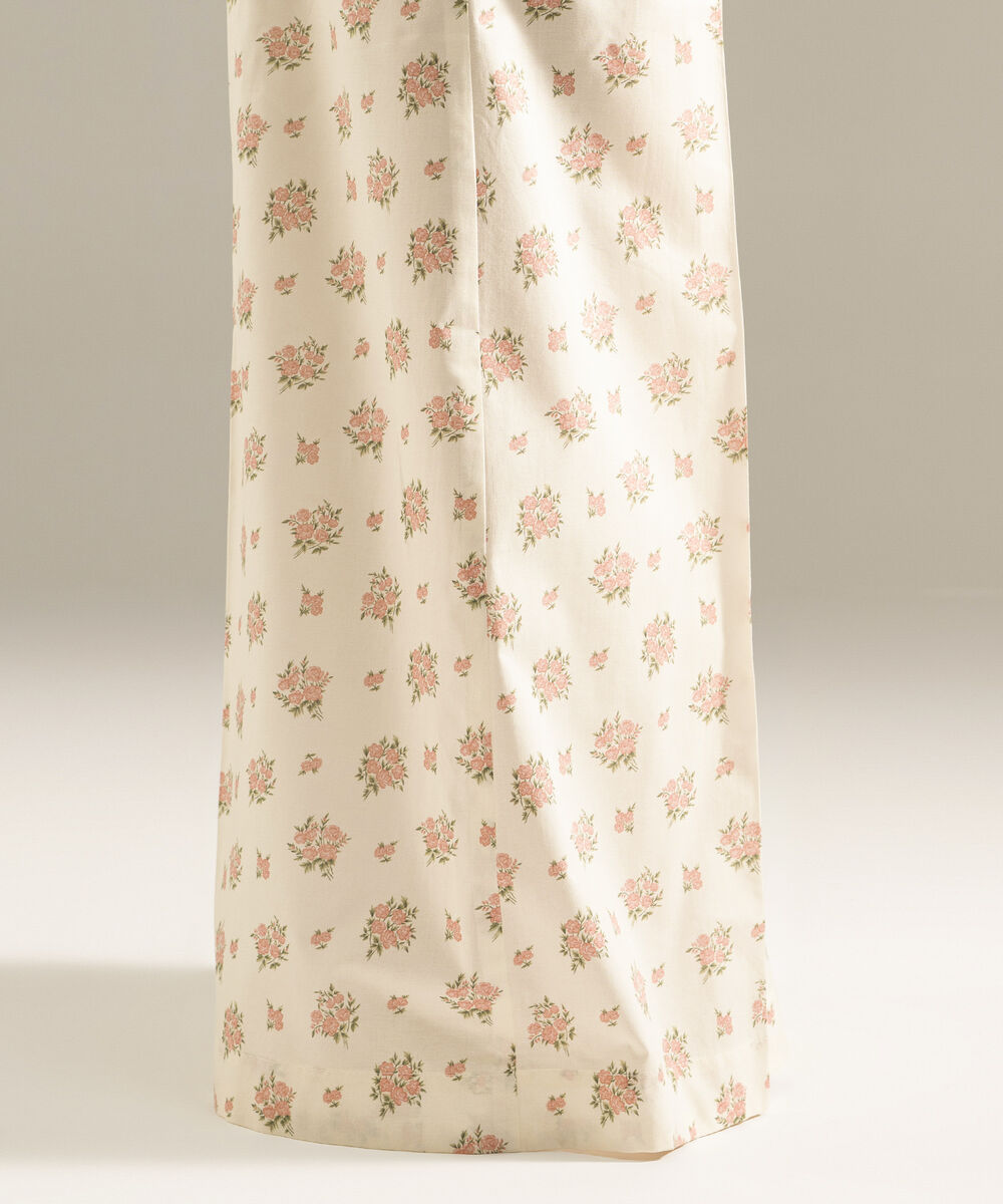 Women's RTW Cambric Printed Off White Flared Pants