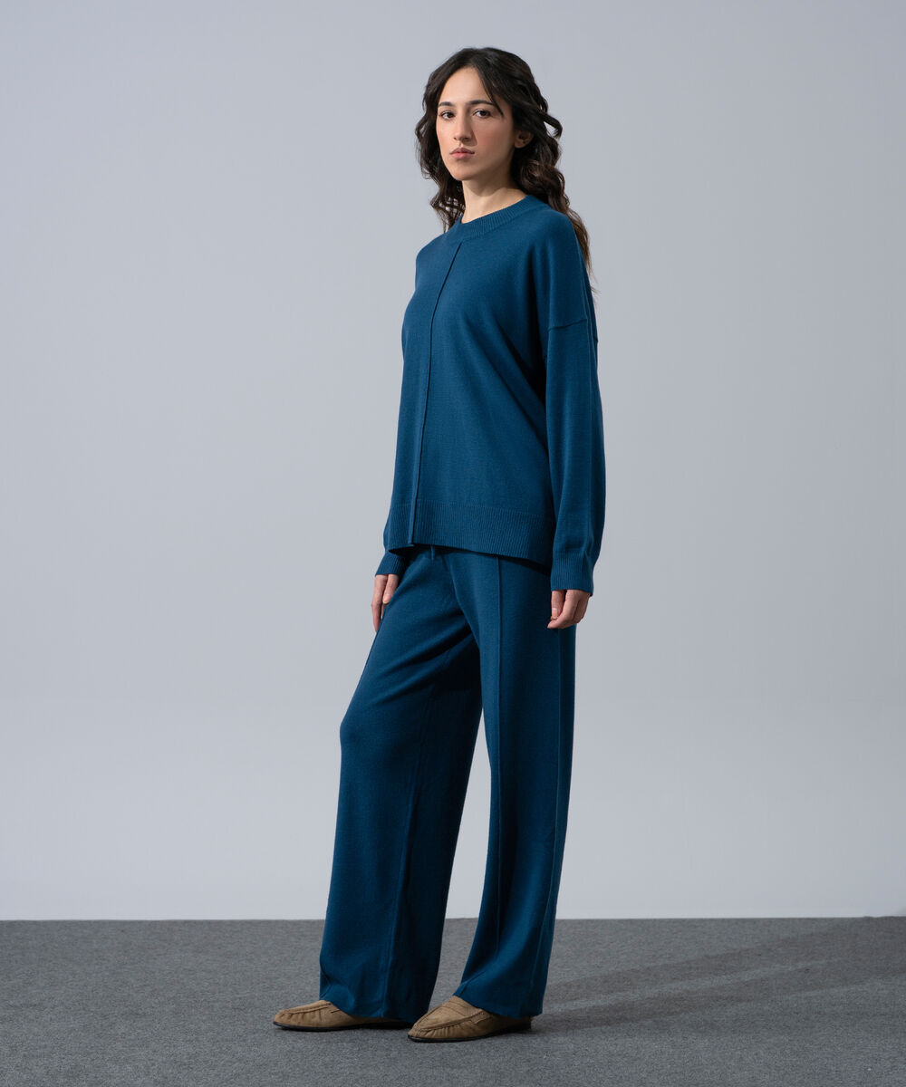 Women's Western Wear Navy Blue Loose Fit Knit Sweater