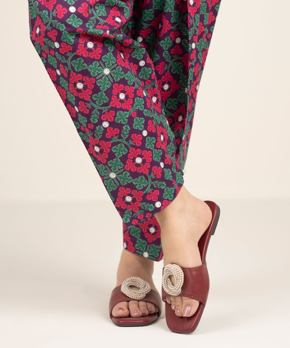 Women's RTW Cambric Solid Purple Shalwar