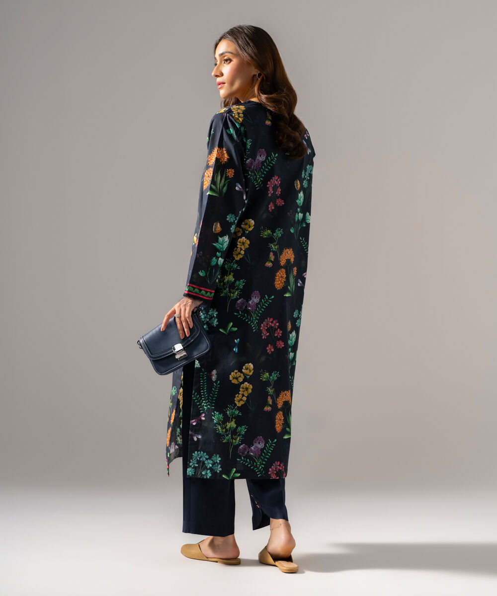 Women's RTW Regular Khaddar Printed Black Shirt and Trousers