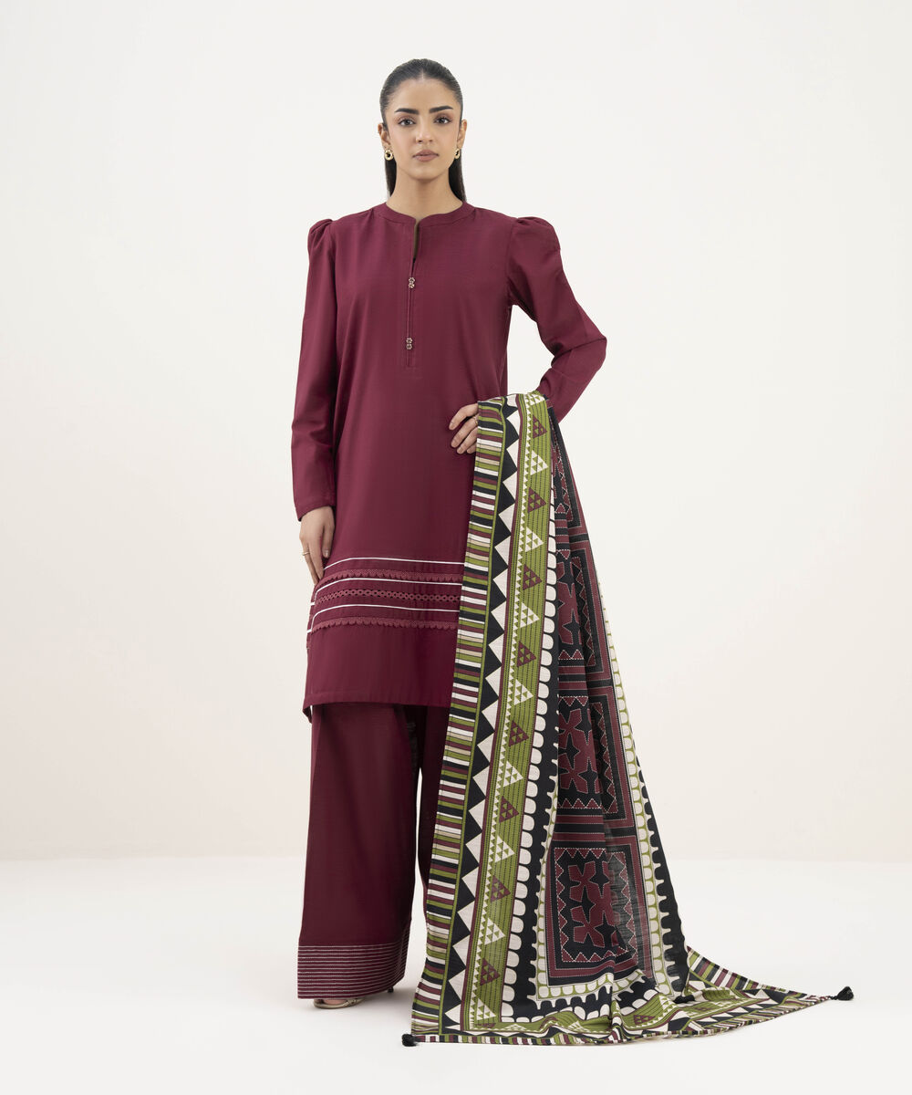 Printed Khaddar Black Dupatta