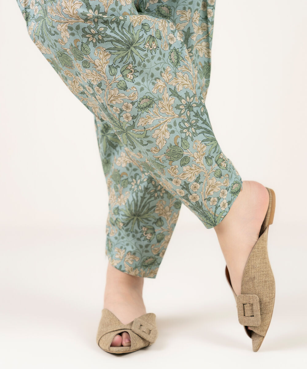 Women's RTW Lawn Printed Blue Shalwar