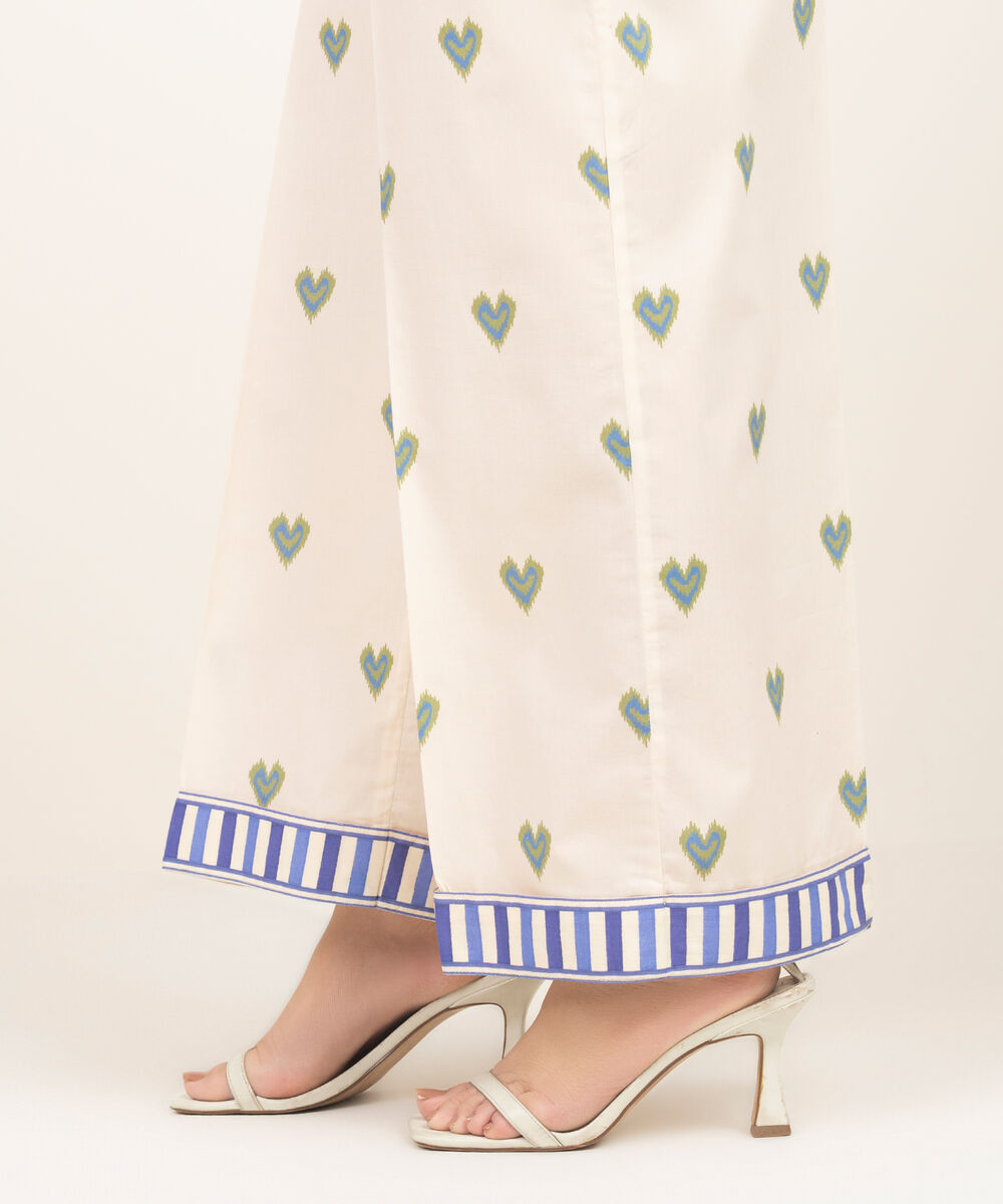 Women's RTW Cambric Printed Off White Culottes