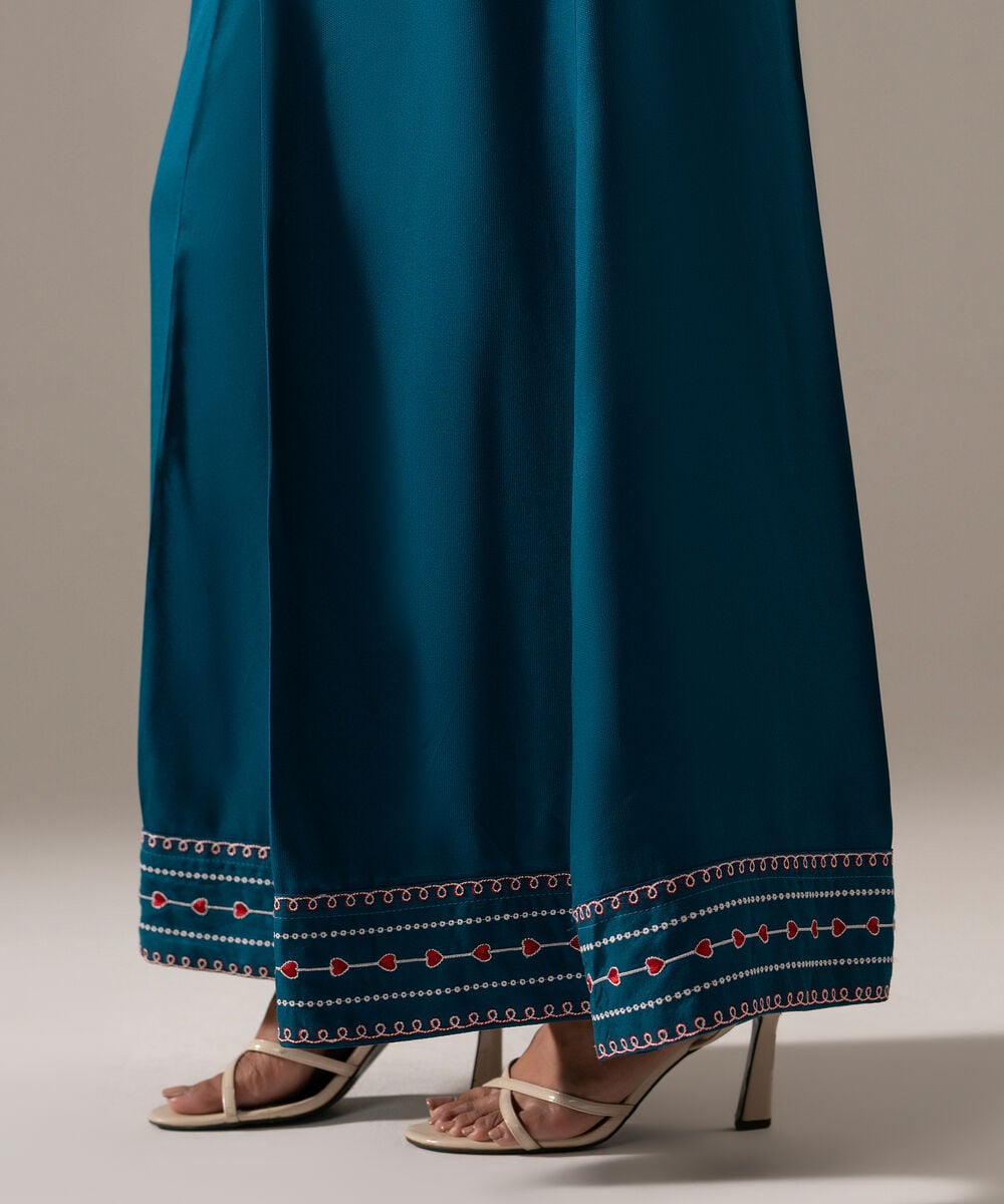 Women's RTW Bedford Solid Teal Flared Pants