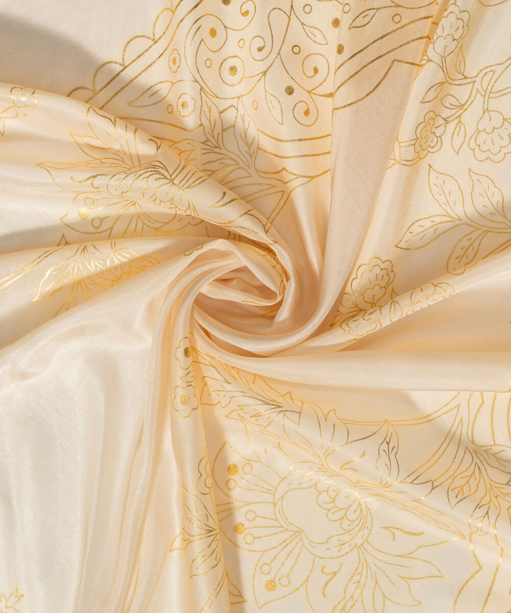 Women's RTW Blended tissue Printed Pale Yellow Dupatta