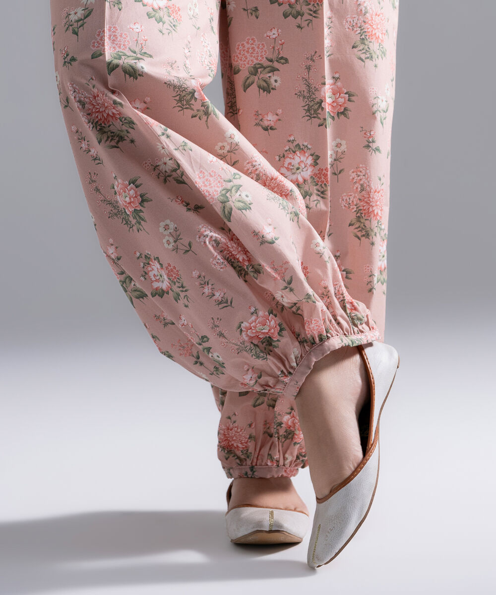 Women's RTW Cambric Printed Pink Balloon Pants
