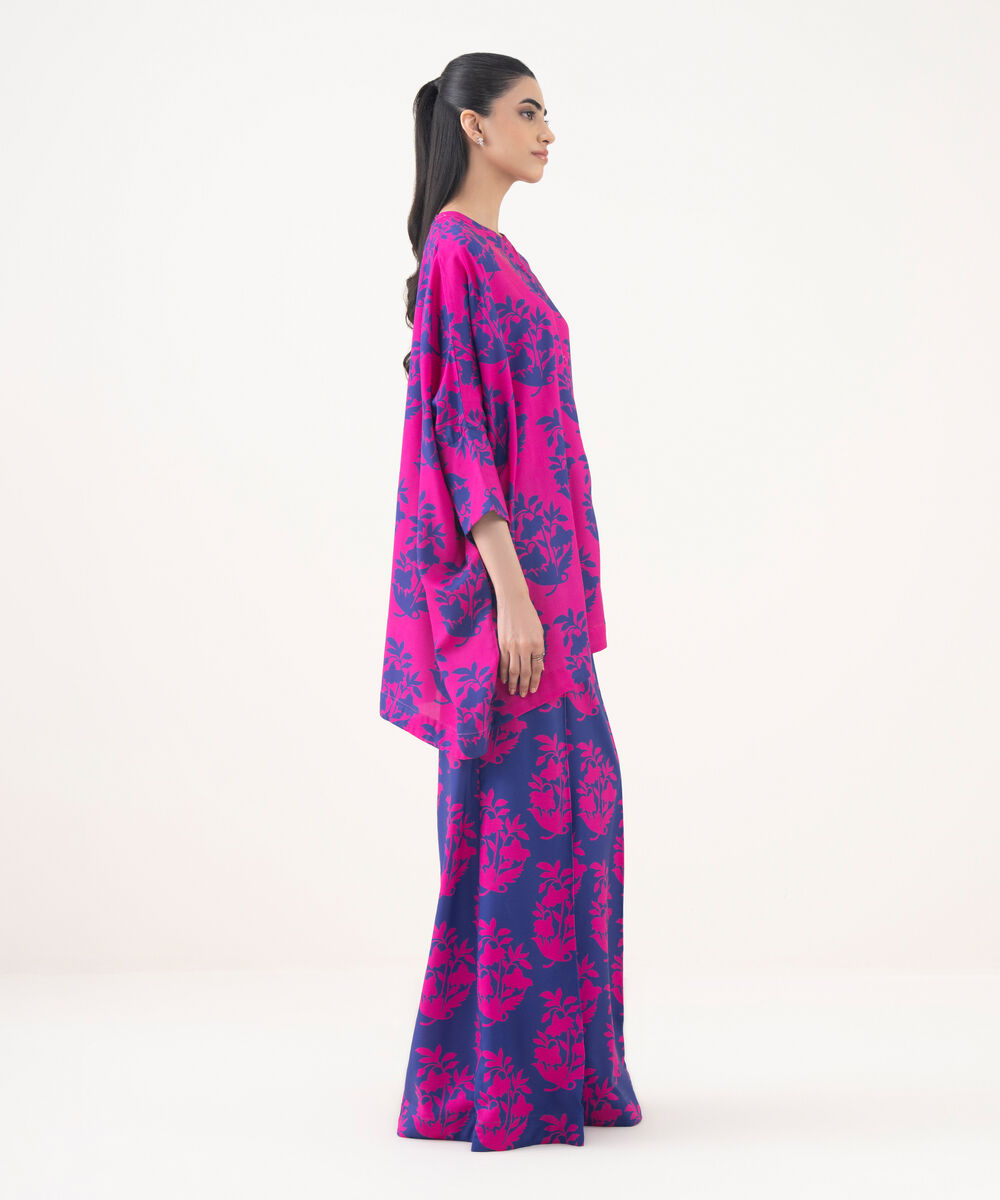 Women's RTW Viscose Linen Pink Printed Boxy Shirt