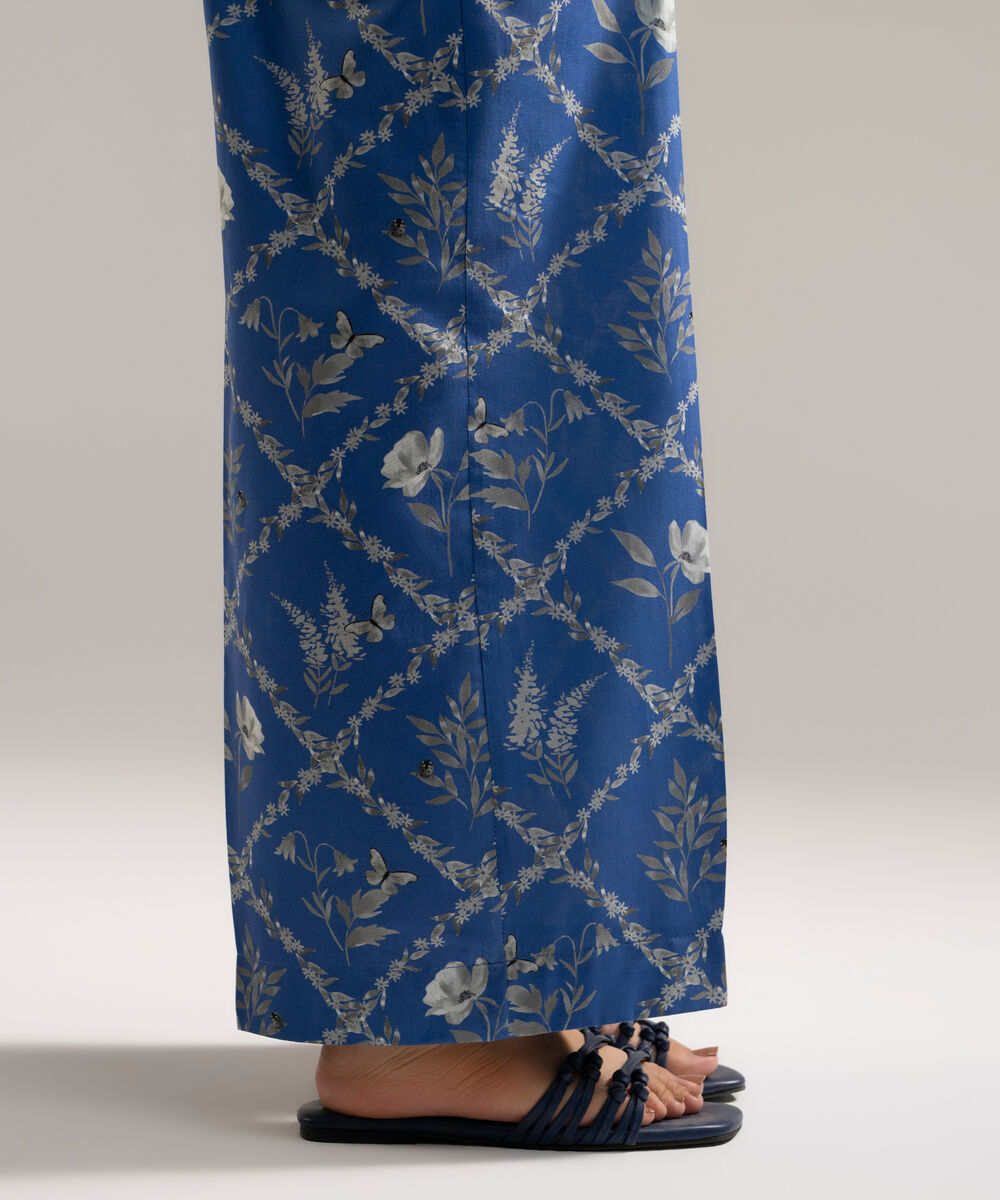 Women's RTW Cambric Printed Blue Culottes