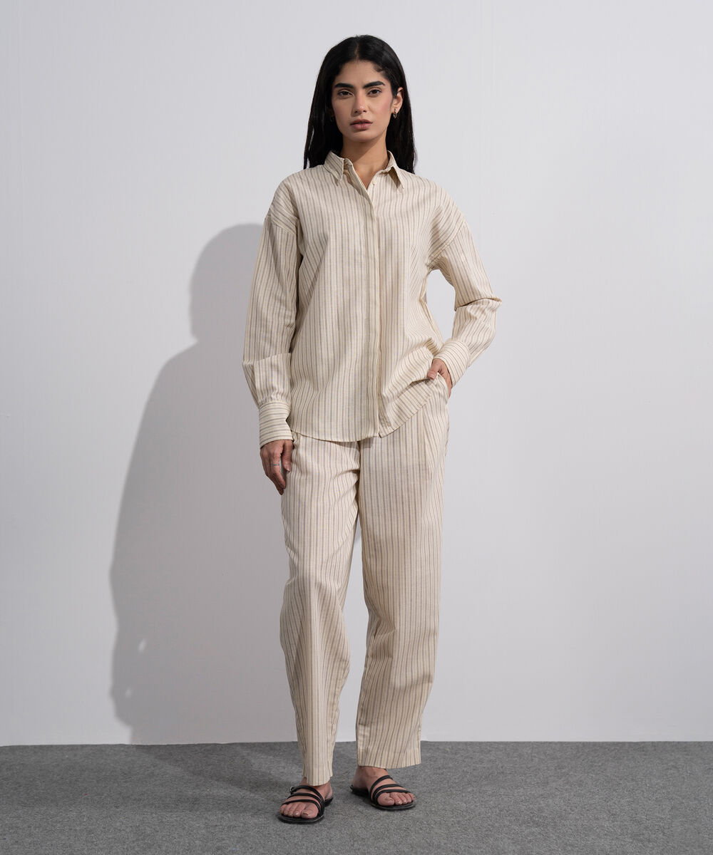 Women's Multi Stripe Printed Slouchy Trousers