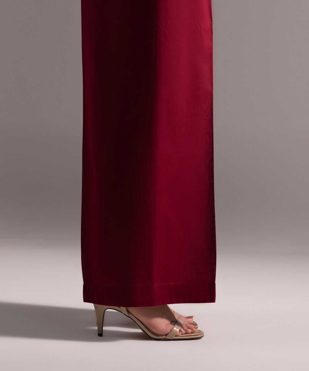 Women's RTW Cross Hatch Solid Maroon Culottes