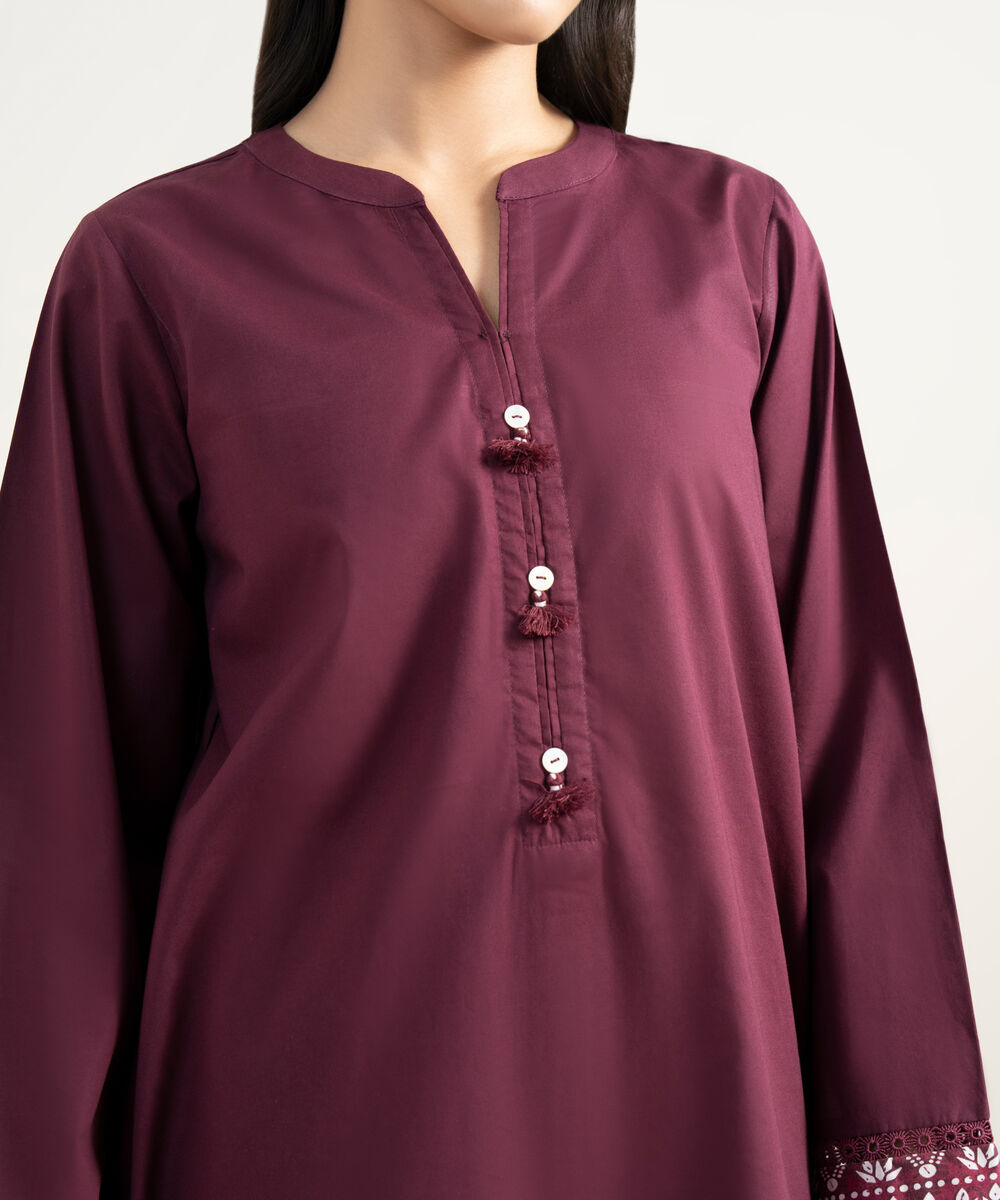 Women's RTW Cambric Solid Pink Straight Shirt