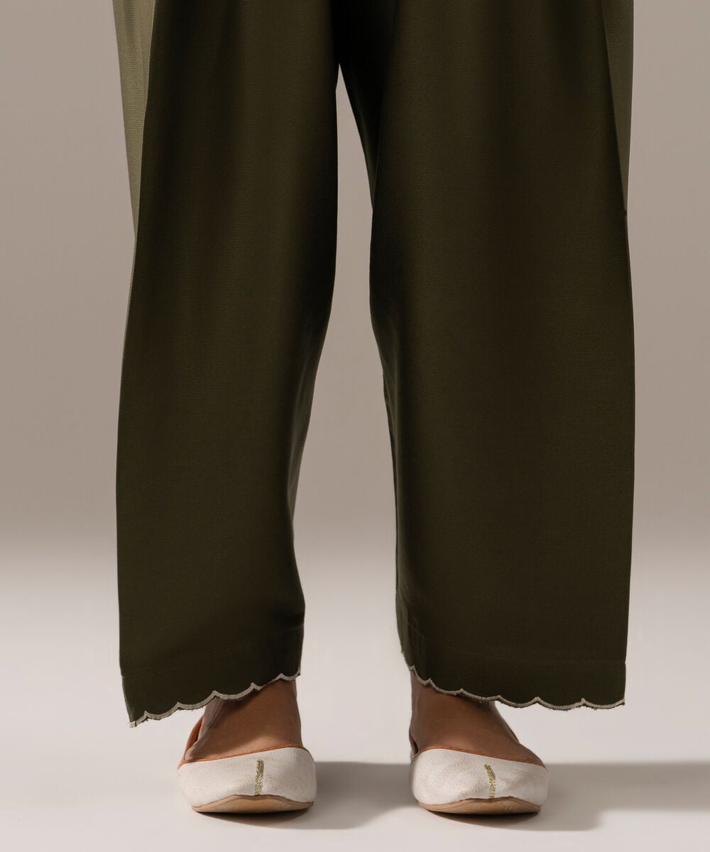 Women's RTW Bedford Solid Green Shalwar